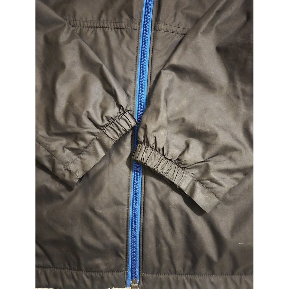 Columbia Kids Windbreaker Jacket Black Blue Fleece Lined Hooded‎ Size L 14/16